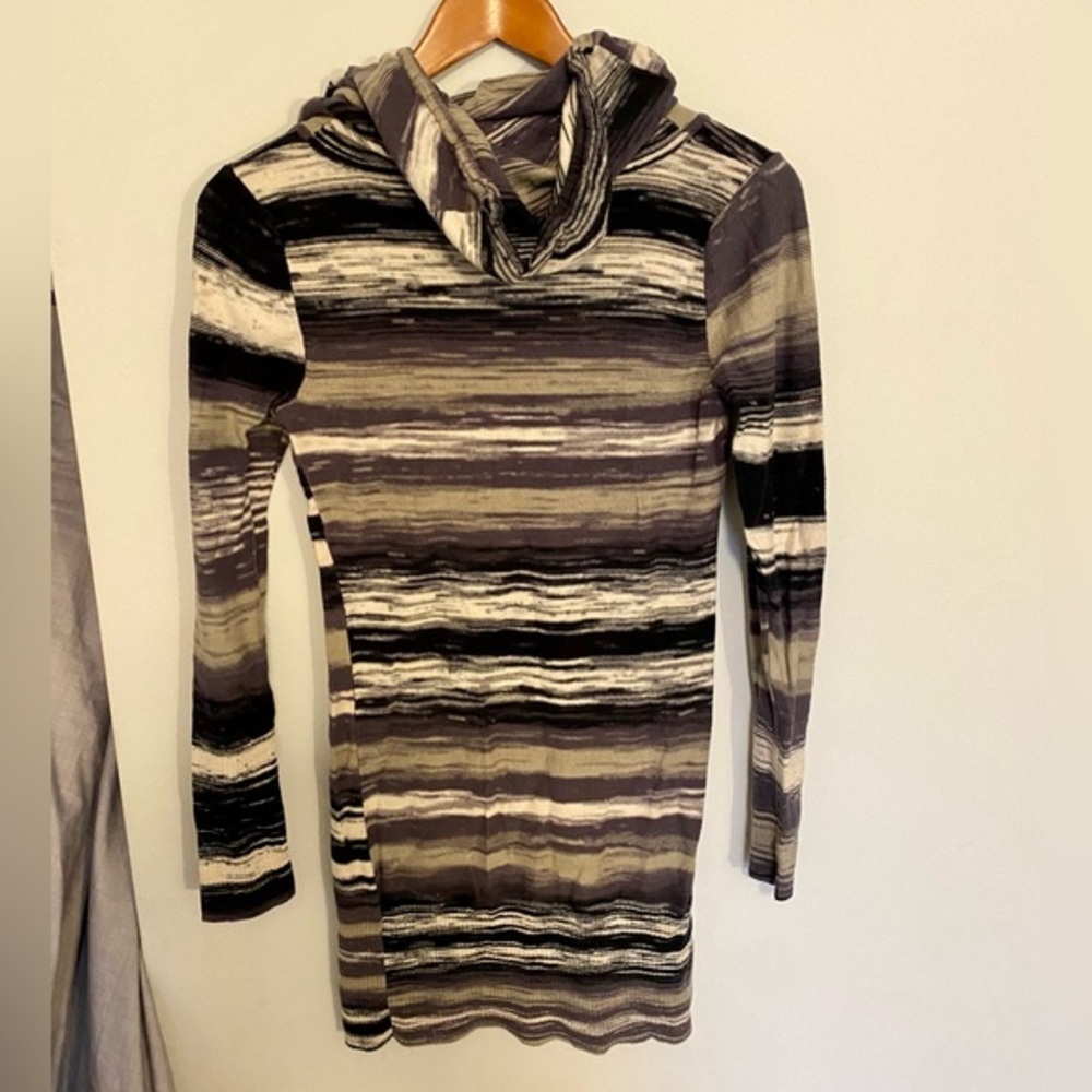 Y2K Vintage 2000s Kensie Sweater Dress Hood Cowl Neck Size Small - Picture 4 of 9